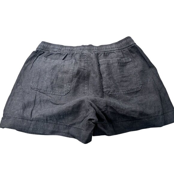 Old Navy Womens Elastic Waist Shorts S Dark Gray Linen & Viscose Blend - Picture 2 of 8